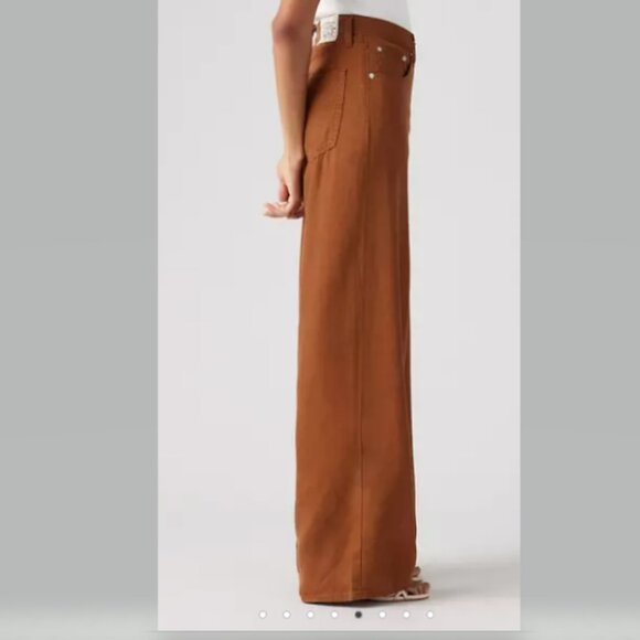Levis XL Straight Linen Pants in Sorel House Linen Brown Free People NWT - Picture 4 of 16